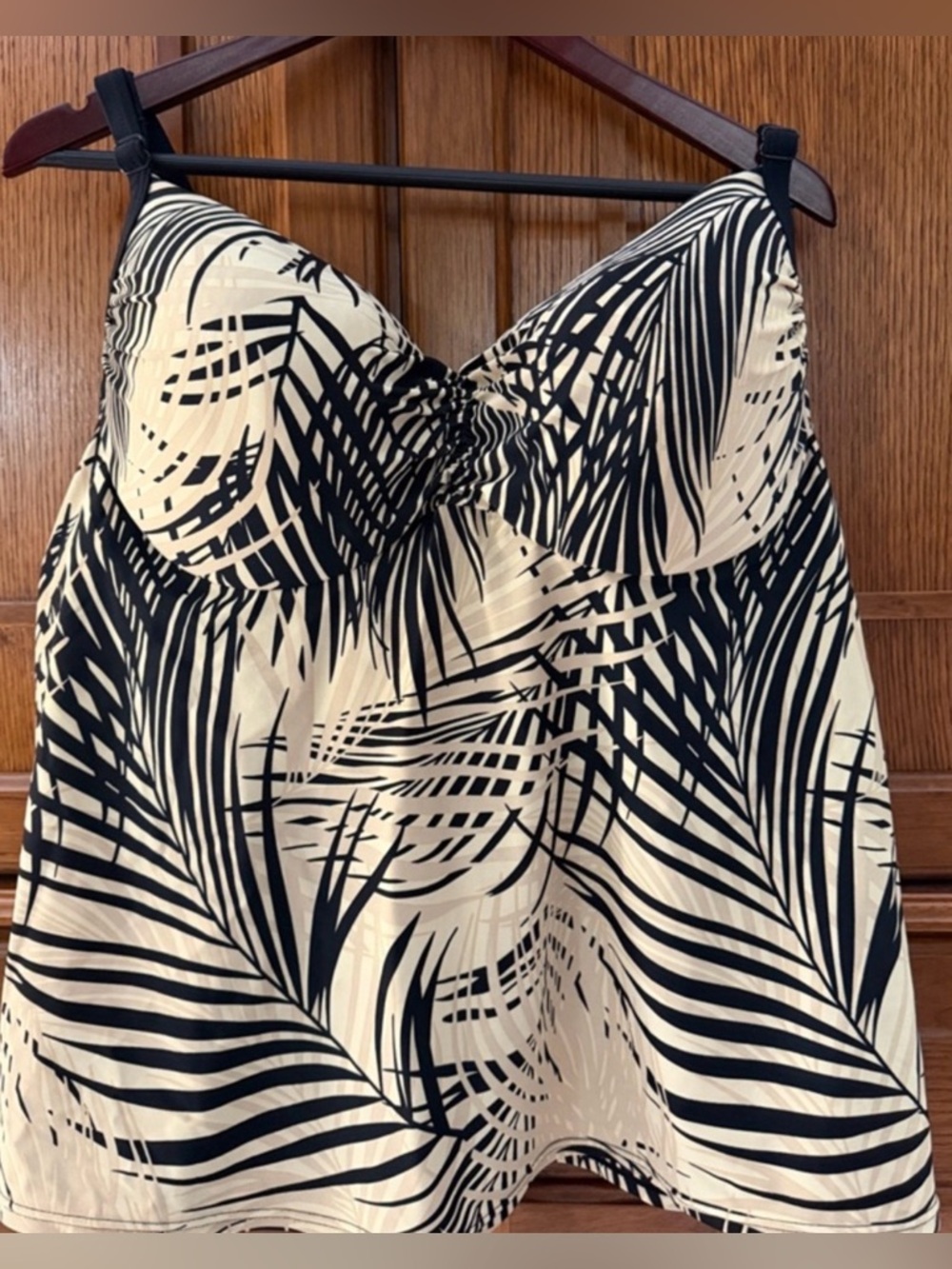 Cacique Black and Cream Palm-Print One-Piece Swim Tankini